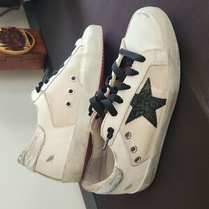 Golden Goose Superstar White and Black Star Sneakers
